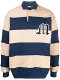 MSGM logo-patch striped polo sweatshirt