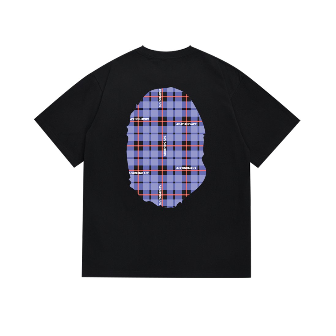 BAPE Purple Plaid Ape Head Graphic T-Shirt